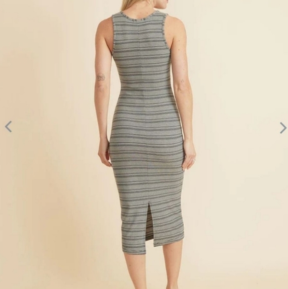 NWT Marine Layer Lexi Rib Daytime Midi Dress Size Small Black White Stripe - Picture 2 of 14